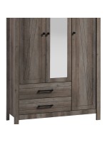 Ντουλάπα ρούχων Tara pakoworld τρίφυλλη καθρέπτης rustic oak 121x52x193εκ