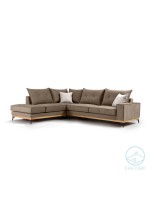 Γωνιακός καναπές δεξιά γωνία Luxury II pakoworld ύφασμα mocha-cream 290x235x95εκ