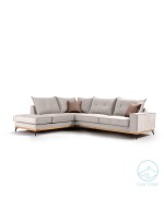 Γωνιακός καναπές δεξιά γωνία Luxury II pakoworld ύφασμα cream-mocha 290x235x95εκ