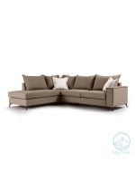 Γωνιακός καναπές δεξιά γωνία Romantic pakoworld ύφασμα mocha-cream 290x235x95εκ