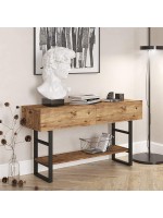 Κονσόλα Vien pakoworld oak-μαύρο 139x43x75,5εκ