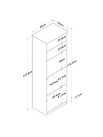 Ραφιέρα επιδαπέδια Rowan pakoworld λευκό-καρυδί 60x42x182εκ