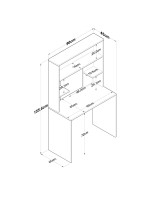 Γραφείο με ραφιέρα Goldie pakoworld ανθρακί-φυσικό 90x45x155.60εκ